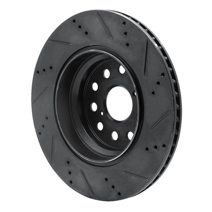 R1 Concepts R1 07-17 Lexus LS460 Left Rear Drilled & Slotted Black Brake Rotor