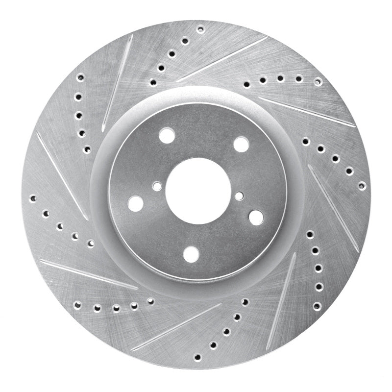 R1 Concepts R1 05-20 Subaru Impreza Front Left Drilled & Slotted Silver Brake Rotor