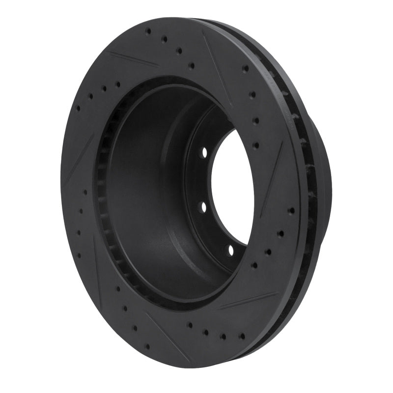 R1 Concepts R1 05-12 Ford F-350 Super Duty 4WD Rear Left Drilled & Slotted Black Brake Rotor