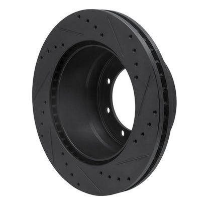 R1 Concepts R1 05-12 Ford F-350 Super Duty 4WD Rear Left Drilled & Slotted Black Brake Rotor
