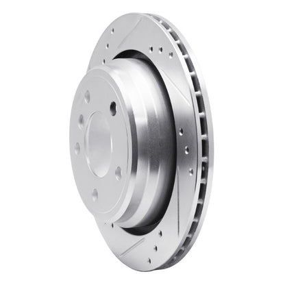 R1 Concepts R1 96-03 BMW 530I Rear Left Drilled & Slotted Silver Brake Rotor
