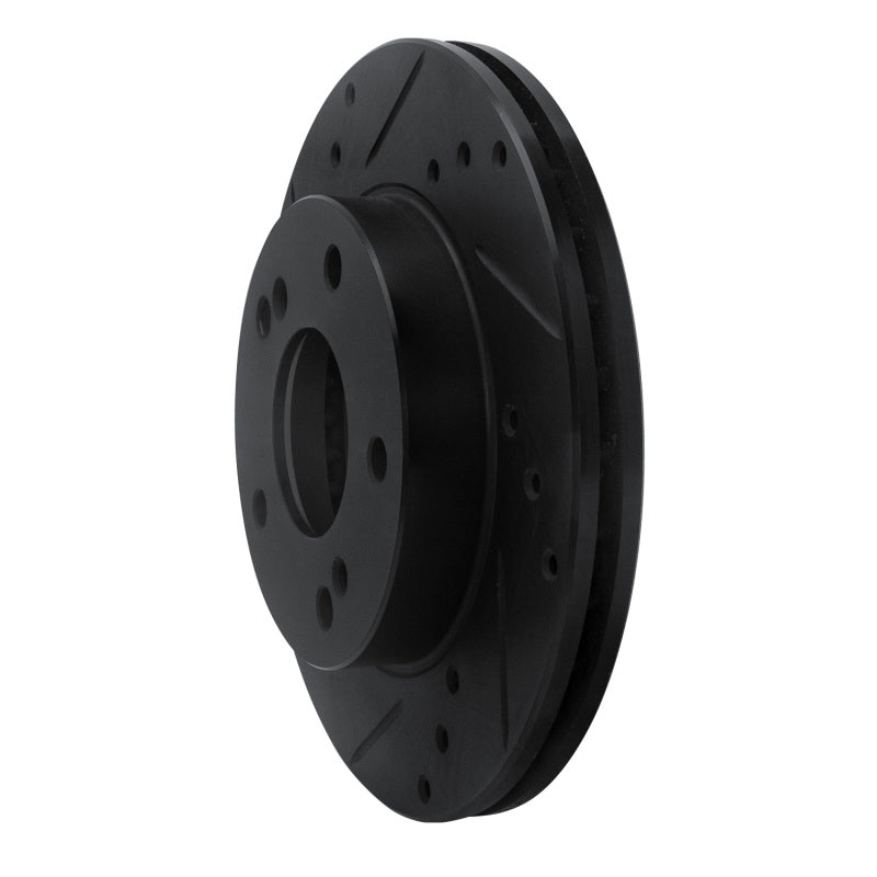 R1 Concepts R1 96-98 Nissan 240SX Front Left Drilled & Slotted Black Brake Rotor