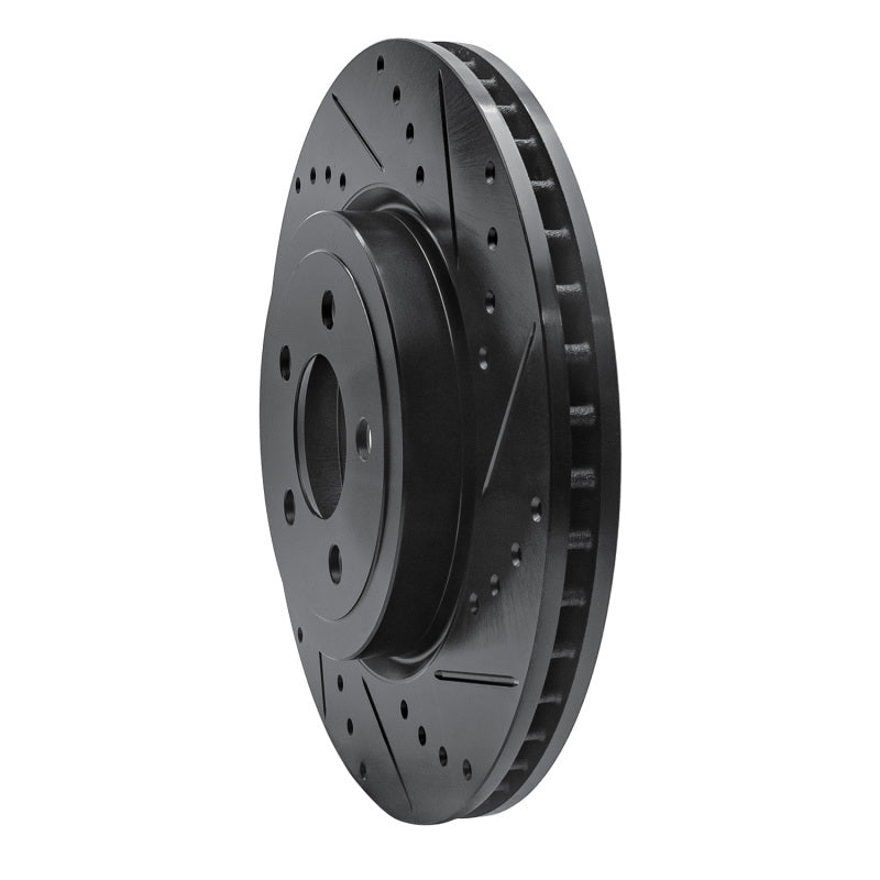 R1 Concepts R1 09-23 Dodge Challenger Front Right Drilled & Slotted Black Brake Rotor