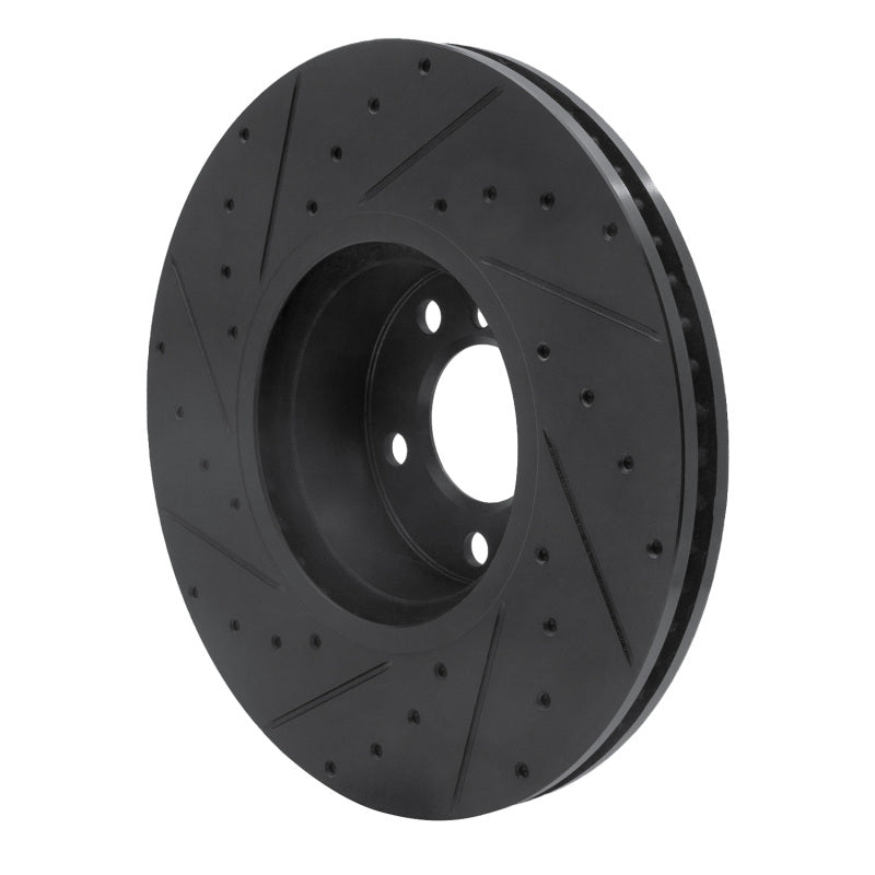 R1 Concepts R1 16-18 BMW X4 Right Front Drilled & Slotted Black Brake Rotor
