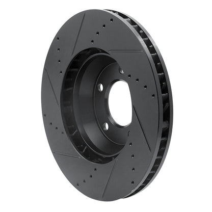 R1 Concepts R1 03-15 Audi Q7 Left Front Drilled & Slotted Black Brake Rotor