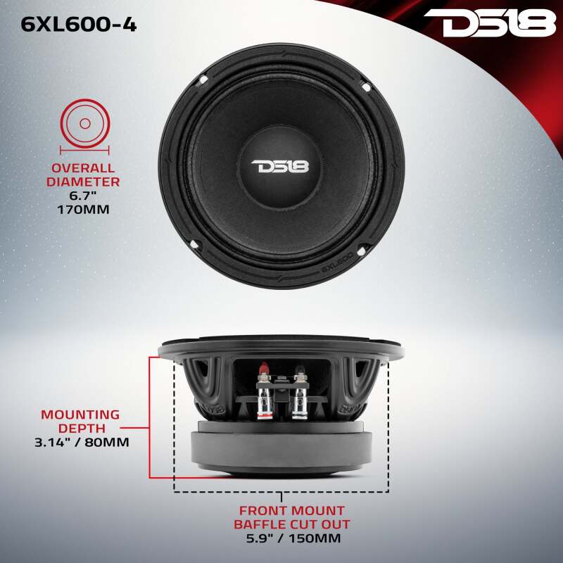 DS18 6.5in 300 Watts RMS 4 ohm Mid-Range Loudspeakers