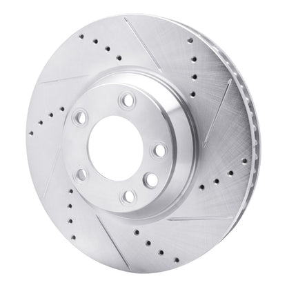 R1 Concepts R1 03-15 Audi Q7 Left Front Drilled & Slotted Silver Brake Rotor