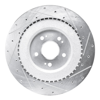 R1 Concepts R1 21-26 Genesis G80 Rear Left Drilled & Slotted Silver Brake Rotor