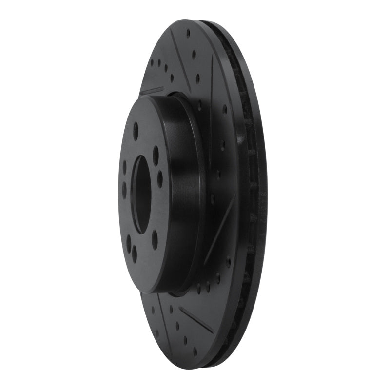 R1 Concepts R1 90-95 Mercedes-Benz 300CE Front Right Drilled & Slotted Black Brake Rotor
