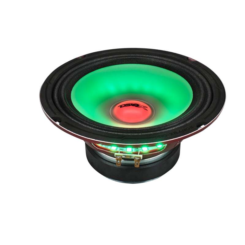 DS18 8in 275 Watts RMS 4 ohm Mid Range Loudspeaker w/ Translucent Dust Cap and Cone w/RGB LED Lights