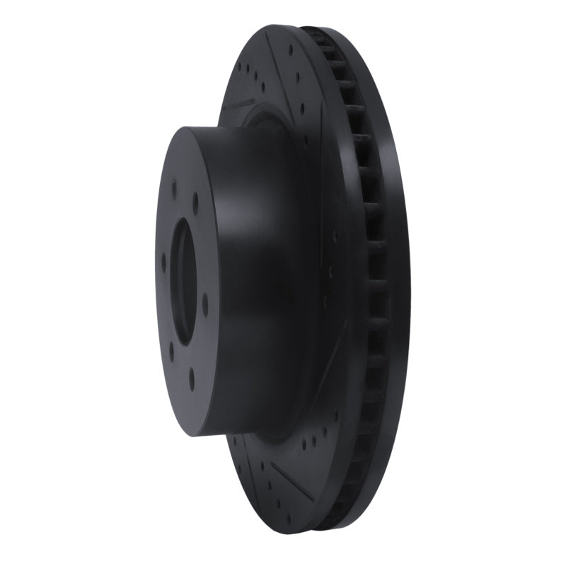 R1 Concepts R1 16-24 Nissan Titan XD Front Right Drilled & Slotted Black Brake Rotor