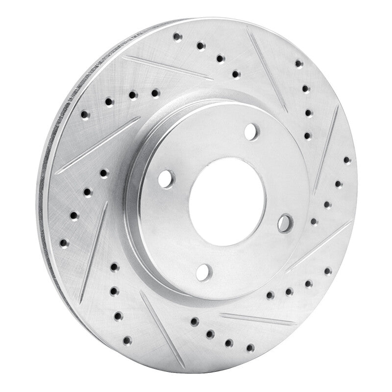 R1 Concepts R1 07-14 Nissan CUBE Front Right Drilled & Slotted Silver Brake Rotor