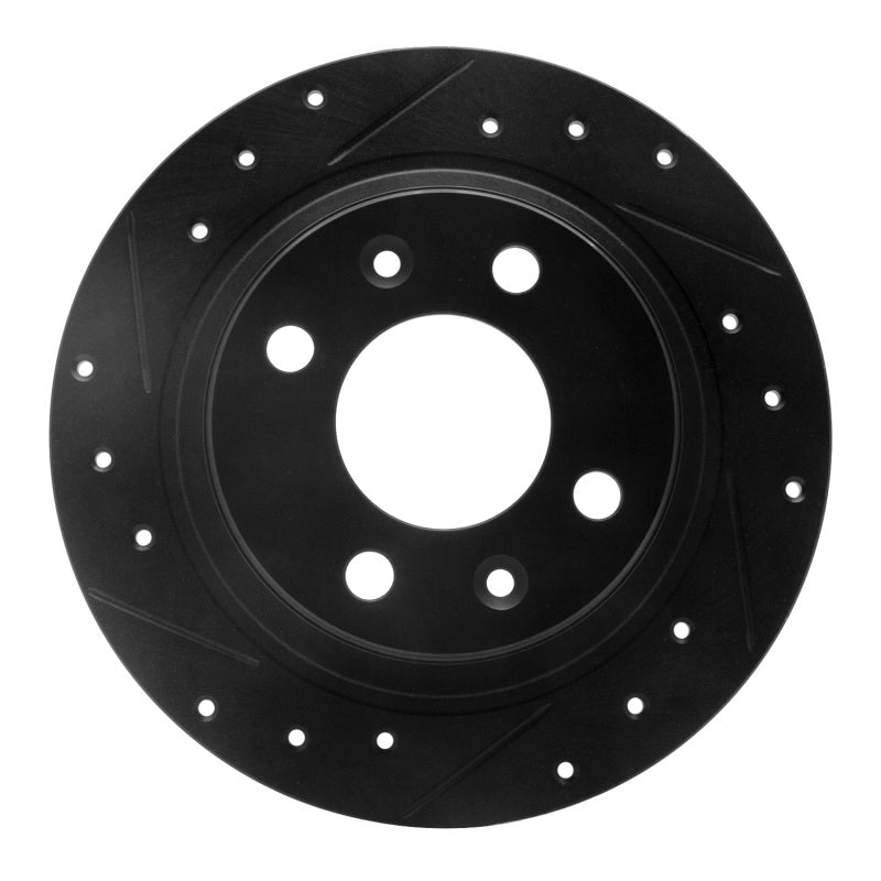 R1 Concepts R1 86-98 Saab 9000 Rear Left Drilled & Slotted Black Brake Rotor