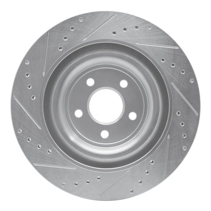 R1 Concepts R1 08-09 Jaguar XKR Left Rear Drilled & Slotted Silver Brake Rotor