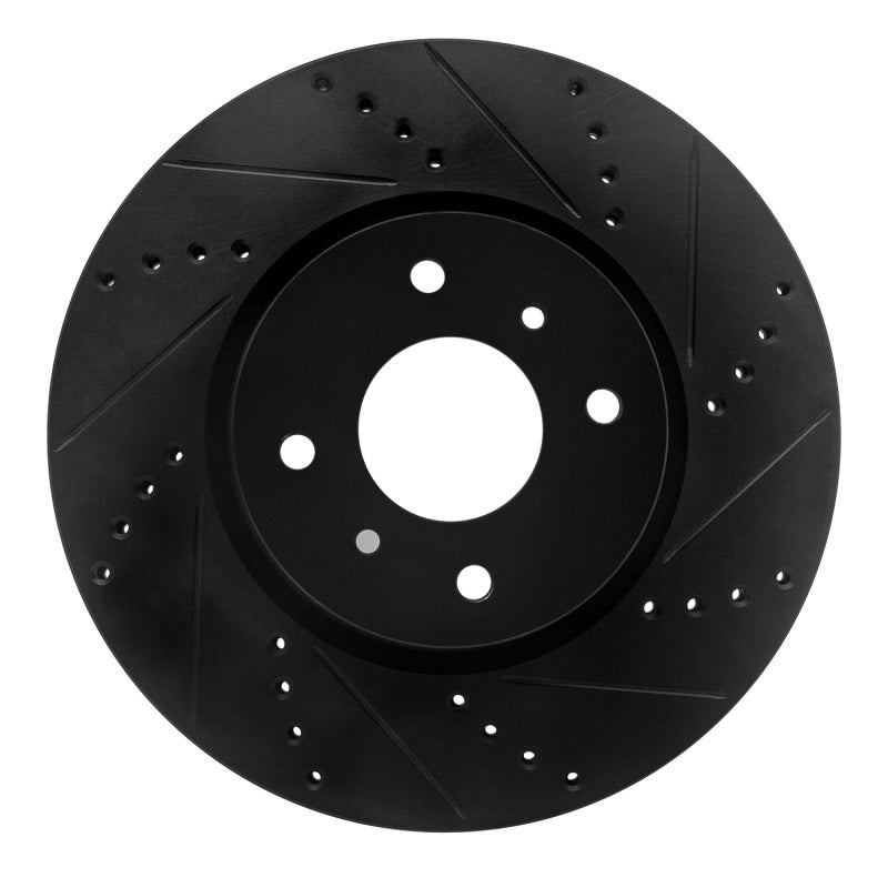 R1 Concepts R1 04-06 Nissan Sentra Front Right Drilled & Slotted Black Brake Rotor