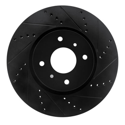 R1 Concepts R1 04-06 Nissan Sentra Front Right Drilled & Slotted Black Brake Rotor
