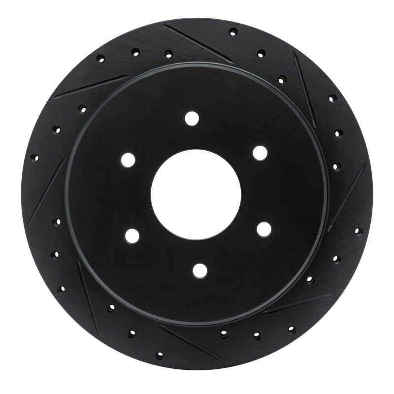 R1 Concepts R1 17-24 Nissan Titan Rear Right Drilled & Slotted Black Brake Rotor