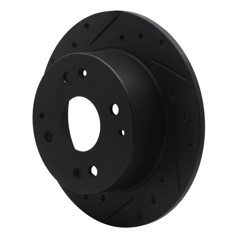 R1 Concepts R1 95-98 Acura TL Rear Left Drilled & Slotted Black Brake Rotor