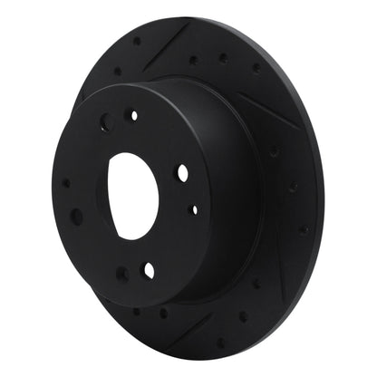 R1 Concepts R1 95-98 Acura TL Rear Left Drilled & Slotted Black Brake Rotor