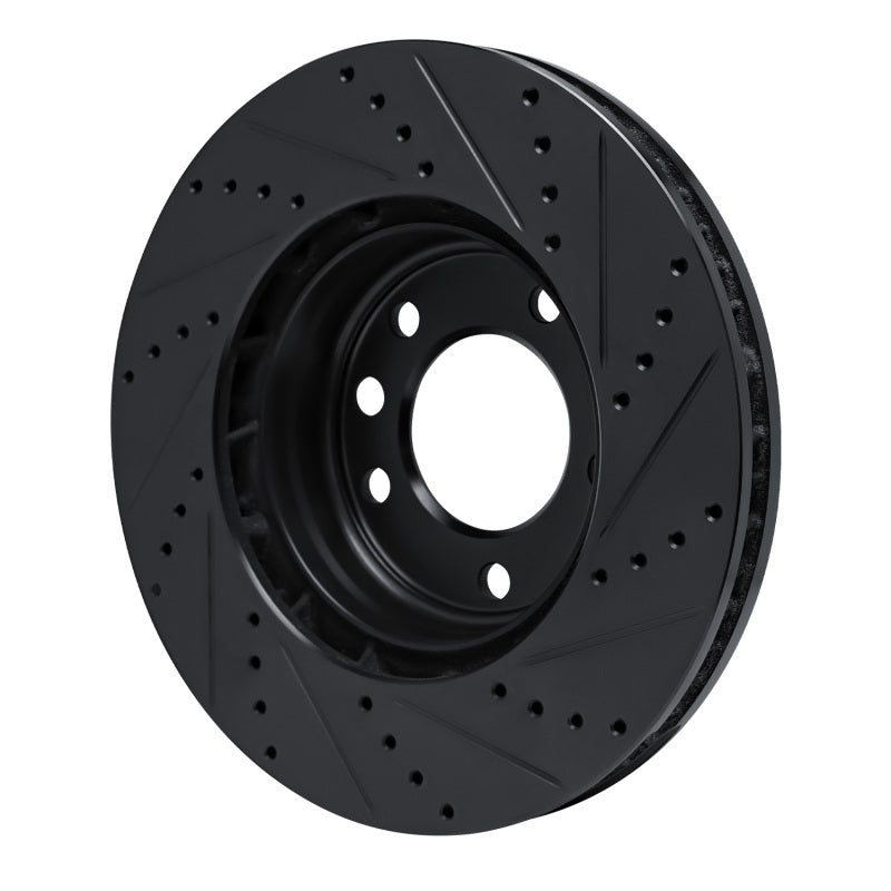 R1 Concepts R1 03-18 Porsche Cayenne Left Front Drilled & Slotted Black Brake Rotor
