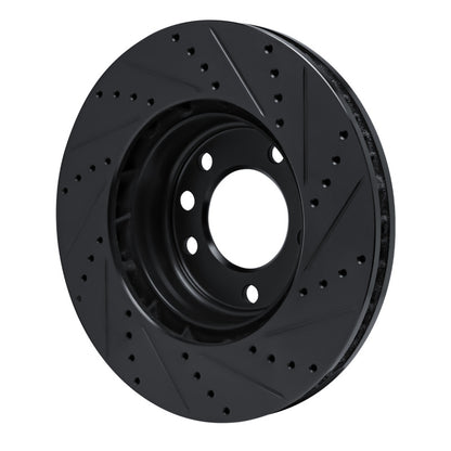 R1 Concepts R1 03-18 Porsche Cayenne Left Front Drilled & Slotted Black Brake Rotor