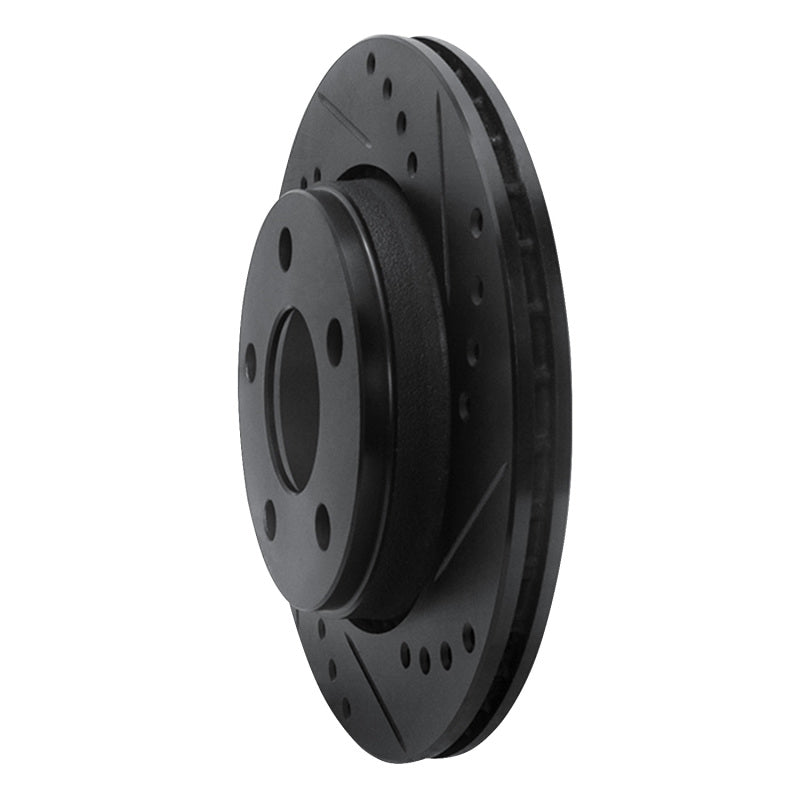 R1 Concepts R1 85-91 Audi 200 Quattro Rear Right Drilled & Slotted Black Brake Rotor