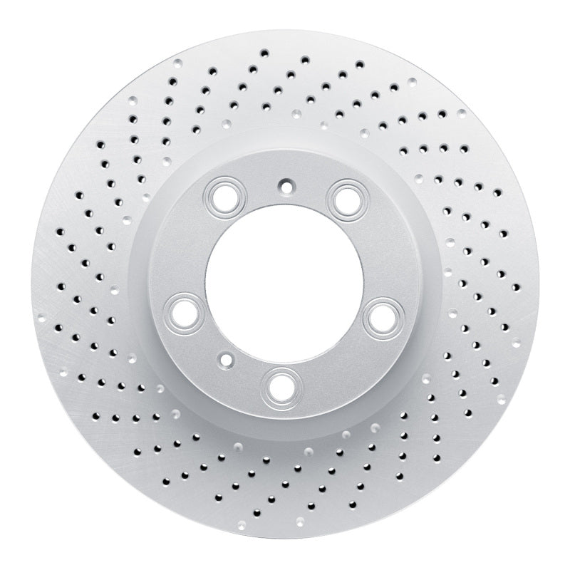 DFC 09-23 Porsche 718 Cayman Left Front Drilled GeoSPEC Coated Rotor