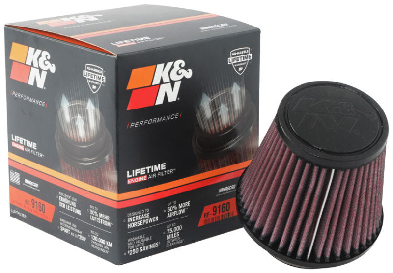 K&N Engineering K&N Universal Clamp-On Air Filter 3-1/8in FLG / 4-15/16in B / 3-1/2in T / 4-3/8in H
