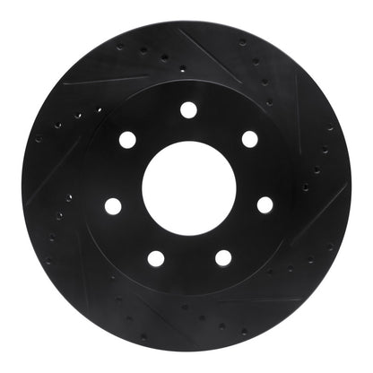 R1 Concepts R1 04-08 Ford F-150 4WD Front Right Drilled & Slotted Black Brake Rotor