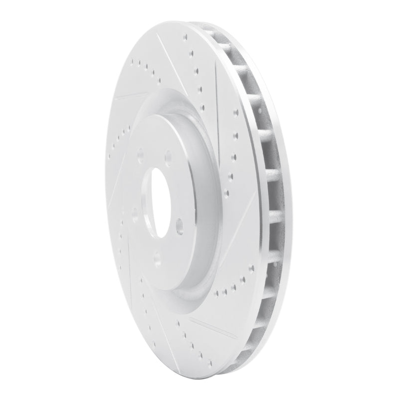 R1 Concepts R1 07-14 Ford Mustang Front Right Drilled & Slotted Silver Brake Rotor