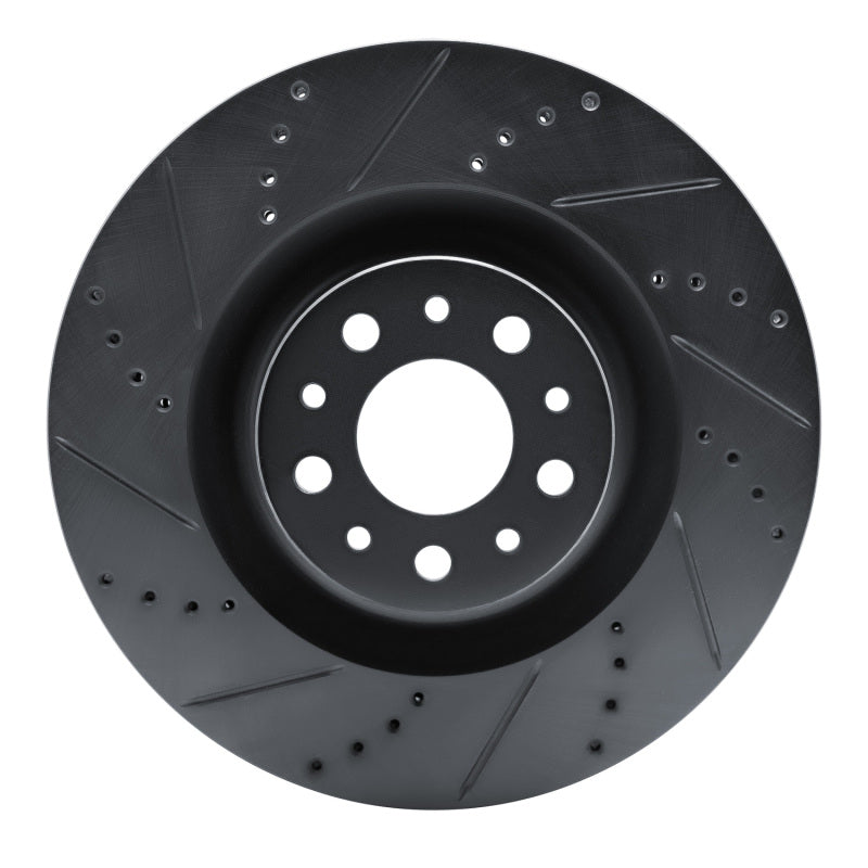 R1 Concepts R1 14-19 Fiat 500L Front Left Drilled & Slotted Black Brake Rotor