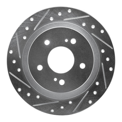 R1 Concepts R1 84-88 Nissan 300ZX Turbo Rear Left Drilled & Slotted Silver Brake Rotor