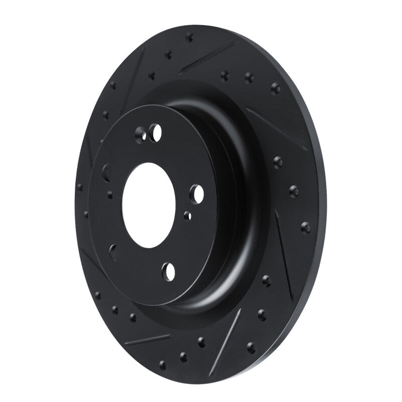 R1 Concepts R1 17-25 Acura Integra Rear Left Drilled & Slotted Black Brake Rotor