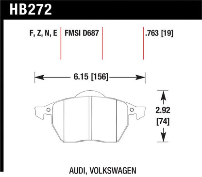 Hawk Performance Hawk 00-06 Audi TT/00-06 TT Quattro 1.8L / 99-04 VW Golf GTI 2.8L Blue 9012 Race Front Brake Pads