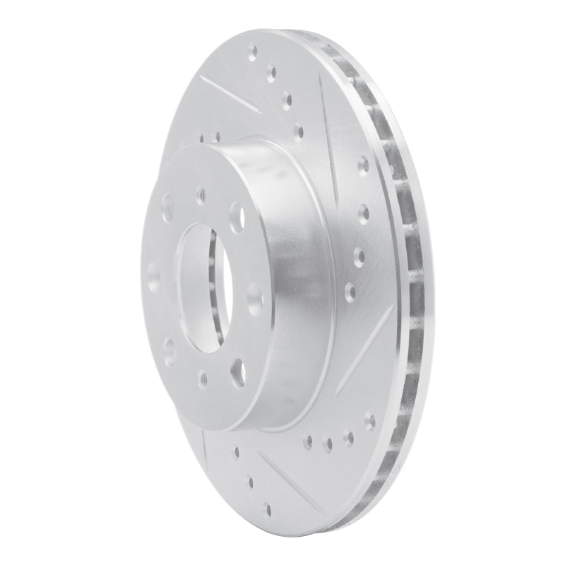 R1 Concepts R1 84-90 Honda Prelude Front Right Drilled & Slotted Silver Brake Rotor