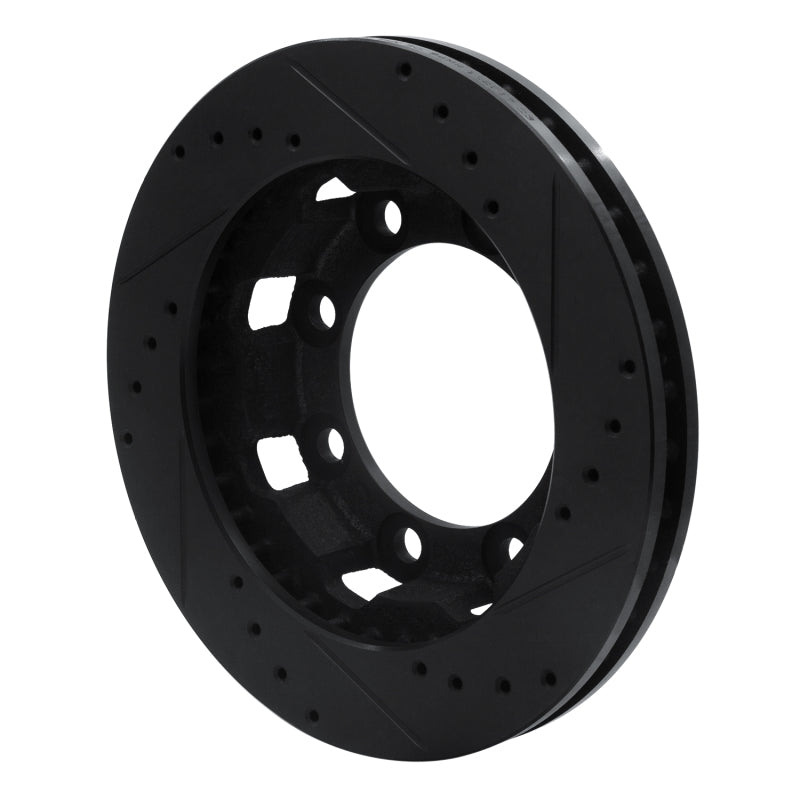 R1 Concepts R1 71-91 Chevrolet C30 Pickup Front Left Drilled & Slotted Black Brake Rotor