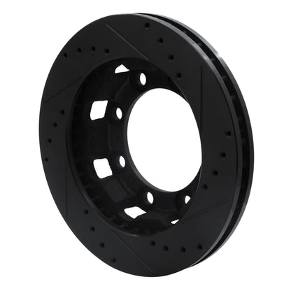 R1 Concepts R1 71-91 Chevrolet C30 Pickup Front Left Drilled & Slotted Black Brake Rotor