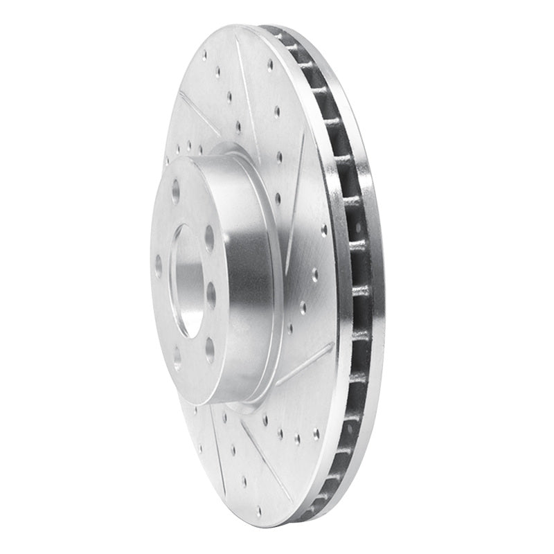 R1 Concepts R1 07-19 BMW X5 Front Right Drilled & Slotted Silver Brake Rotor