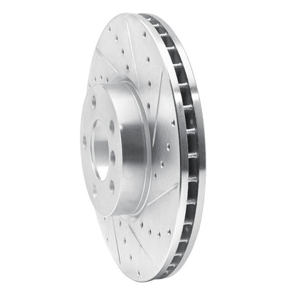 R1 Concepts R1 07-19 BMW X5 Front Right Drilled & Slotted Silver Brake Rotor