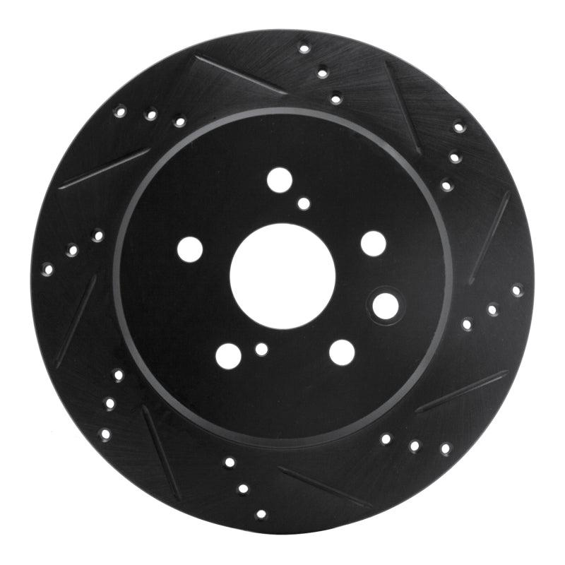 R1 Concepts R1 06-20 Lexus IS250 Rear Right Drilled & Slotted Black Brake Rotor