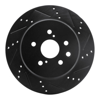 R1 Concepts R1 06-20 Lexus IS250 Rear Right Drilled & Slotted Black Brake Rotor