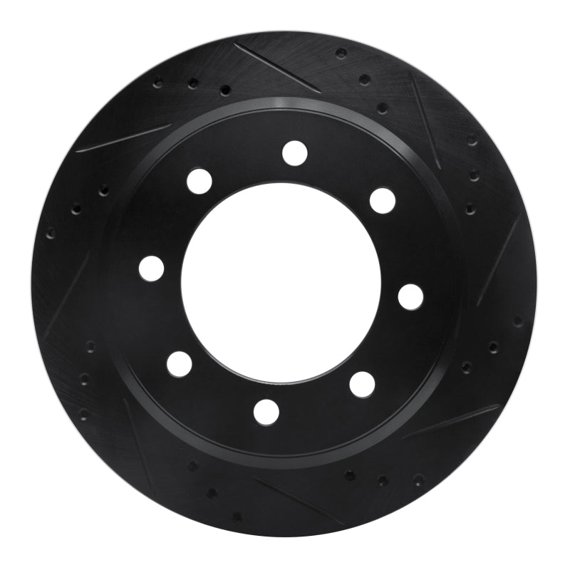 R1 Concepts R1 08-25 Ford E-150 Rear Right Drilled & Slotted Black Brake Rotor
