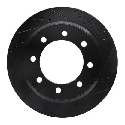 R1 Concepts R1 08-25 Ford E-150 Rear Right Drilled & Slotted Black Brake Rotor