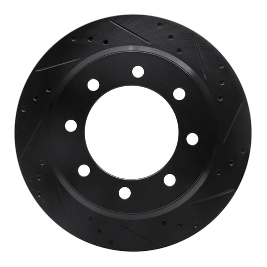 R1 Concepts R1 08-25 Ford E-150 Rear Right Drilled & Slotted Black Brake Rotor