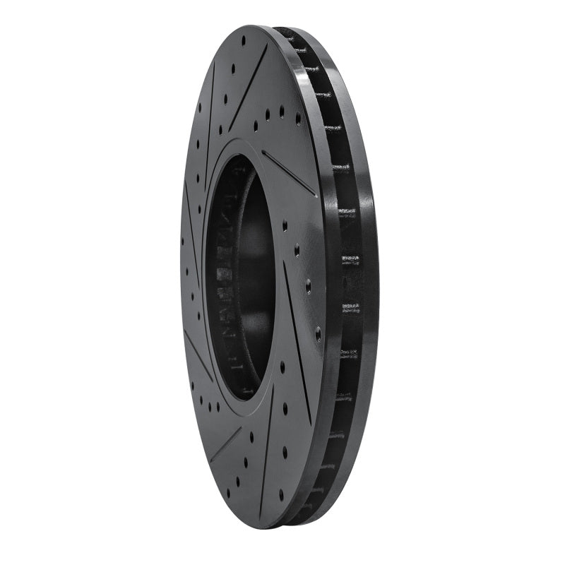 R1 Concepts R1 00-06 BMW X5 Front Right Drilled & Slotted Black Brake Rotor