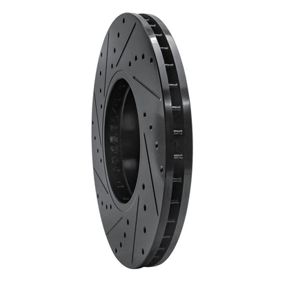 R1 Concepts R1 00-06 BMW X5 Front Right Drilled & Slotted Black Brake Rotor