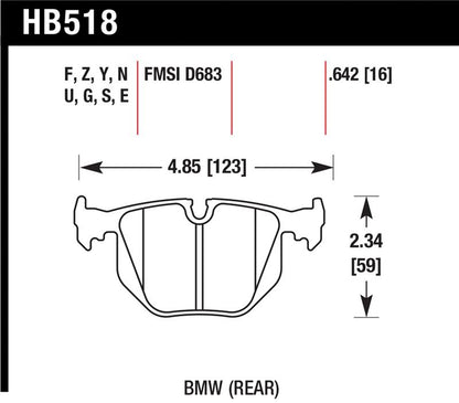 Hawk Performance Hawk BMW 330CI/330I/330XI/525i/740i/754iL/M3/M5/X3/X5/Z4/Z8 / Range Rover HSE HT-10 Race Rear Brake