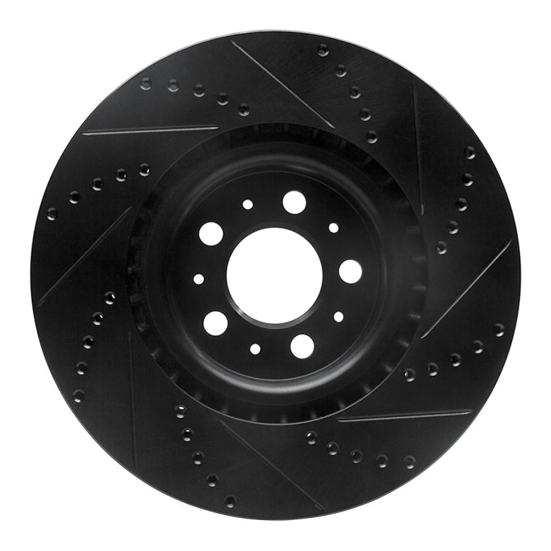 R1 Concepts R1 04-07 Volvo S60 Front Left Drilled & Slotted Black Brake Rotor