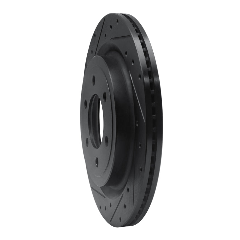 R1 Concepts R1 21-25 Ford F-150 4WD Rear Left Drilled & Slotted Black Brake Rotor
