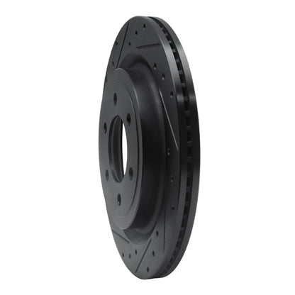 R1 Concepts R1 21-25 Ford F-150 4WD Rear Left Drilled & Slotted Black Brake Rotor